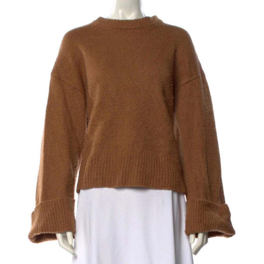 FRAME Denim Women’s Crew Sweater X-Small in Camel Wool Blend Cuffed Bell Sleeve